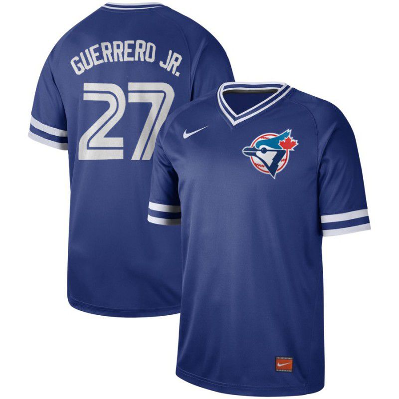 Men Toronto Blue Jays #27 Guerrero jr Blue Nike Cooperstown Collection Legend V-Neck MLB Jersey->cleveland indians->MLB Jersey